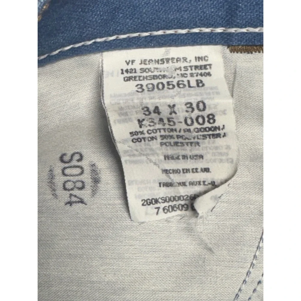 Wrangler Rugged Wear Jeans 34x30 Blue Denim Straight Leg Vintage Made in USA